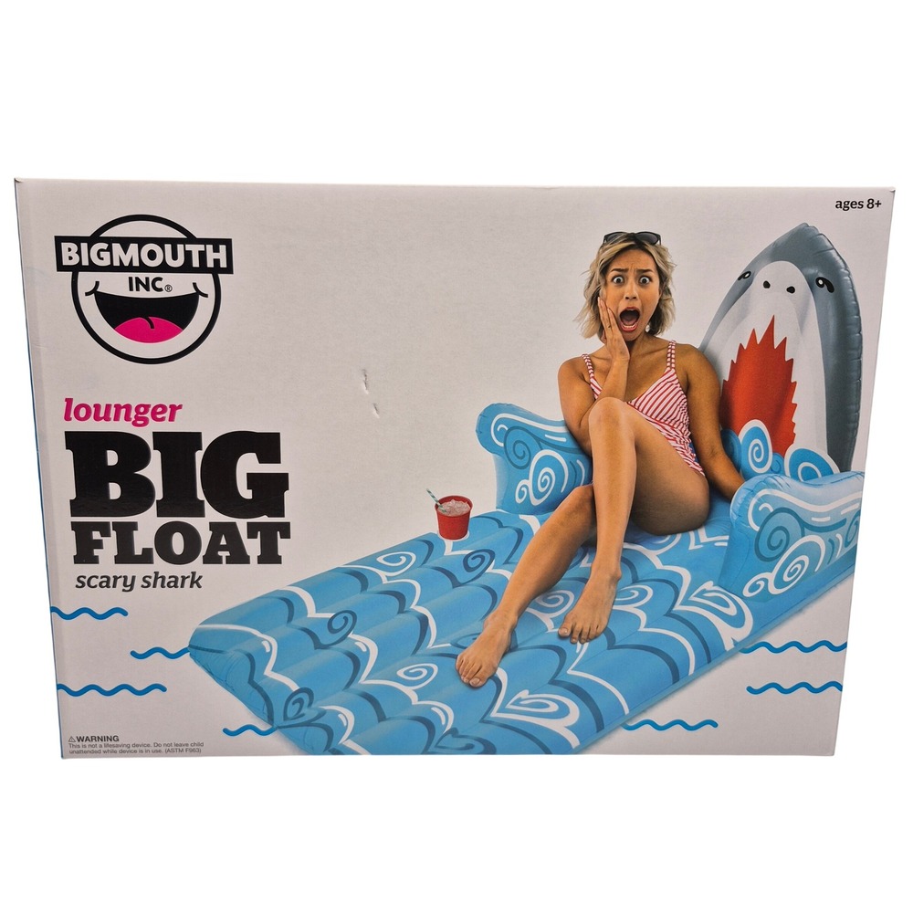 Big Mouth Inc Scary Big Pool Beach Float Lounger w/ built cupholder Blue